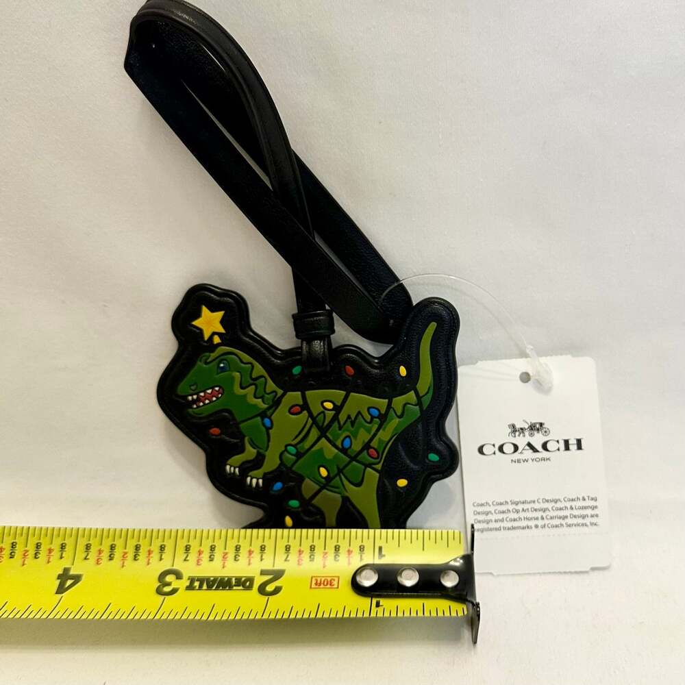 COACH Black Multi Rexy Holiday Tree Canvas/Leather Bag Charm NWT CF088 - Picture 5 of 5